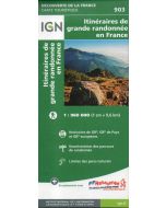 Carte des Itinéraires de Grande Randonnée en France GR et GRP 1:960.000