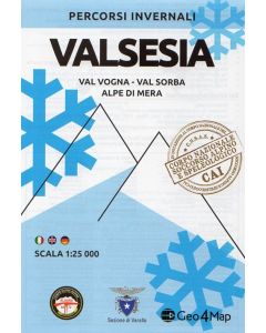 Carta scialpinistica Valsesia, Val Vogna, Val Sorba, Alpe di Mera 1:25.000